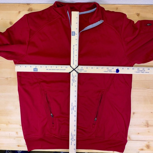 Russell Athletic Dri-Power‎ Red Quarter Zip Pullover Sweatshirt Men's Size L - Picture 4 of 7